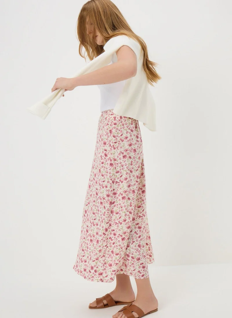 Matalan Pink Floral Flared Hem Midi Skirt