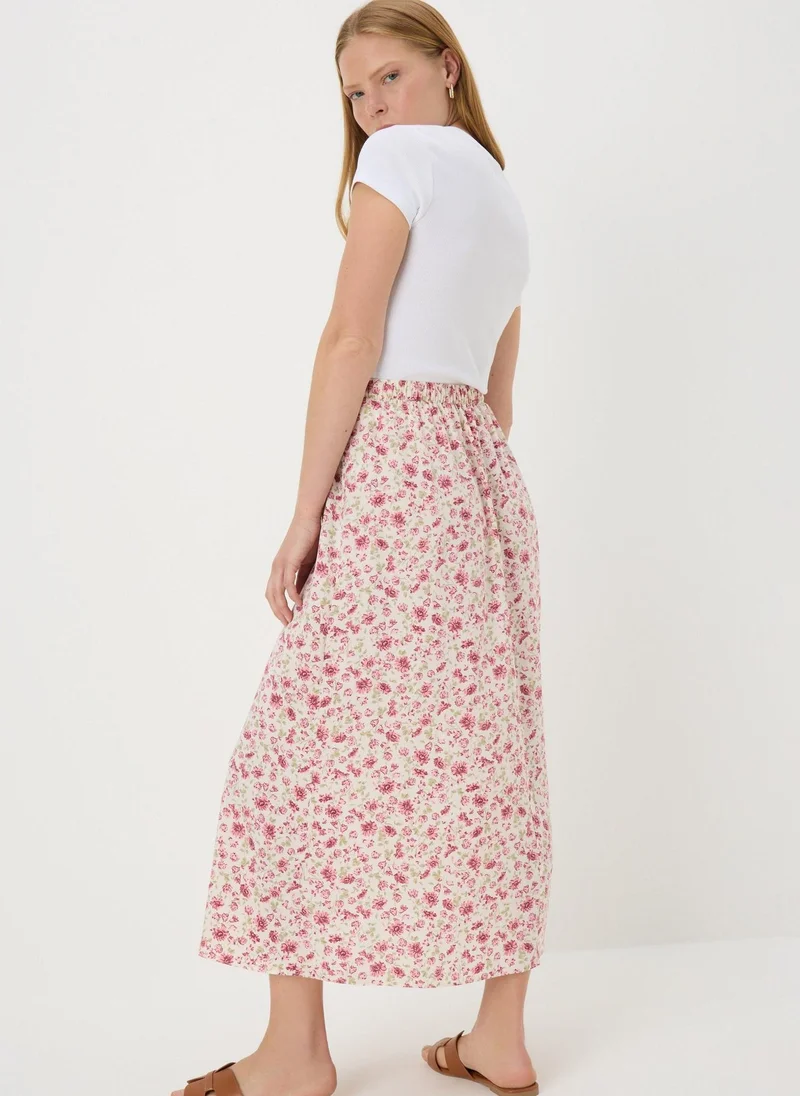 Matalan Pink Floral Flared Hem Midi Skirt