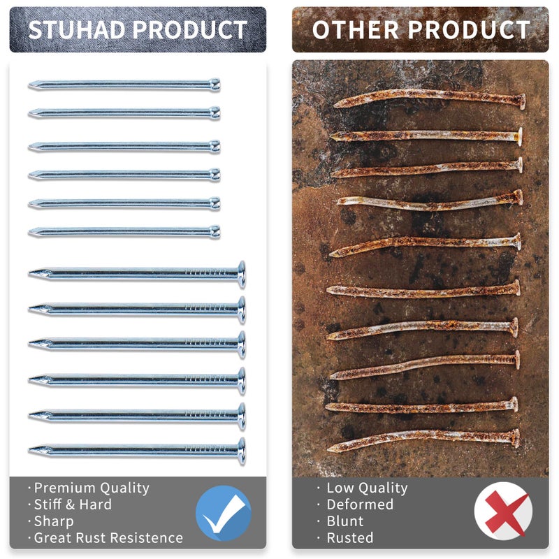 STUHAD STUHAD 400pcs Hardware Nails Assortment Kit, Picture Hanging Nails, Galvanized Nails, Small Nails for Hanging Pictures, 7 Size Assortment for Finish Nails, Wood Nails, Wall Nails - Image 4