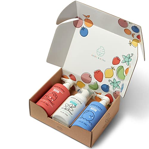 Dabble & Dollop USA Bundle, 3-in-1 Natural Bubble Bath, Body Wash & Shampoo for Kids, Paraben & Sulfate Free, Vegan, Tear-Free, Strawberry, Vanilla & Blueberry (Set of 3) - Image 2
