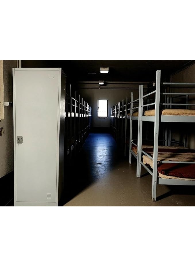 Multi Home Furniture 1-Door Metal Wardrobe MH-204 with Mirror & Lock – 25kg Steel Storage Cabinet with Hanging Rod & 5 Shelves – Compact Locker for Home, Office, Hostel (Grey) - Image 3