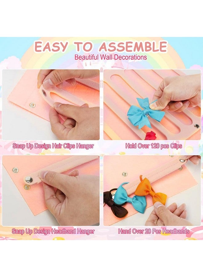 HASTHIP HASTHIP polypropylene Hair Bows Holder Wall Hanging Shelves Headband Hair Clips Organizer For Girls Room,Large Capacity Felt Storage Display For Baby Hair Accessories Organizer Decor  - Image 4