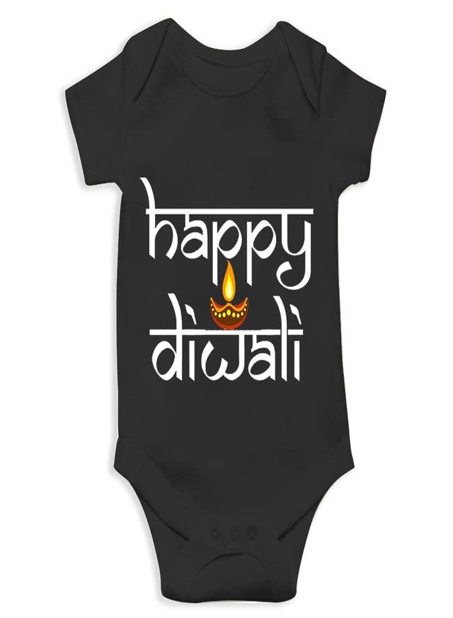 Mott2 Diwali Special Unisex Baby Romper - Happy Diwali (9-12 Months Black) - Image 1