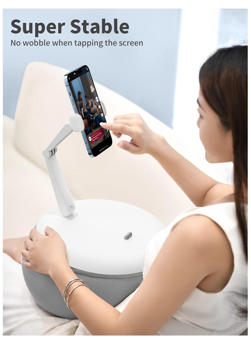 SAIJI - Phone and Tablet Stand with Pillow, Kindle Holder, Compatible with 4.7"-13" Phone/Tablet, iPad, iPhone, Google, Kindle, 360°Adjustable Phone Holder for Bed with Soft Plush Fabric -Grey - Image 1