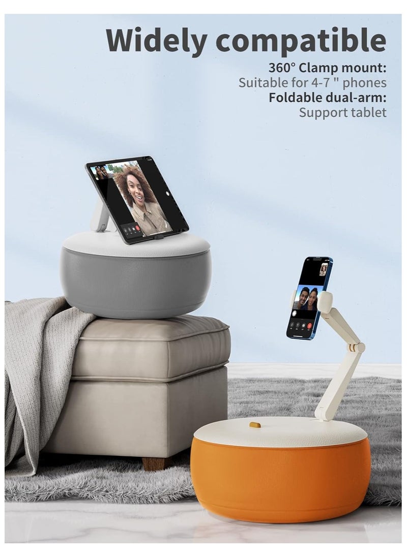 SAIJI - Phone and Tablet Stand with Pillow, Kindle Holder, Compatible with 4.7"-13" Phone/Tablet, iPad, iPhone, Google, Kindle, 360°Adjustable Phone Holder for Bed with Soft Plush Fabric -Grey - Image 1