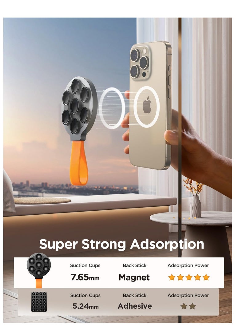 Excefore Silicone Suction Phone Case Grip Stand Holder, Hands-Free Cell Phone Accessory Holder, Magnetic Suction Cup Phone Stand, Suitable for iPhone 15 Pro Max, Selfies and Tiktok Videos  - Image 2