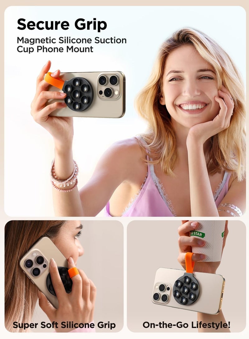 Excefore Silicone Suction Phone Case Grip Stand Holder, Hands-Free Cell Phone Accessory Holder, Magnetic Suction Cup Phone Stand, Suitable for iPhone 15 Pro Max, Selfies and Tiktok Videos  - Image 5