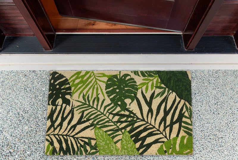 DII Trendy budget practical design Floral Design Collection Natural Coir Doormat, 17x29, Tropical Fronds Any KSA address orderable - Image 2
