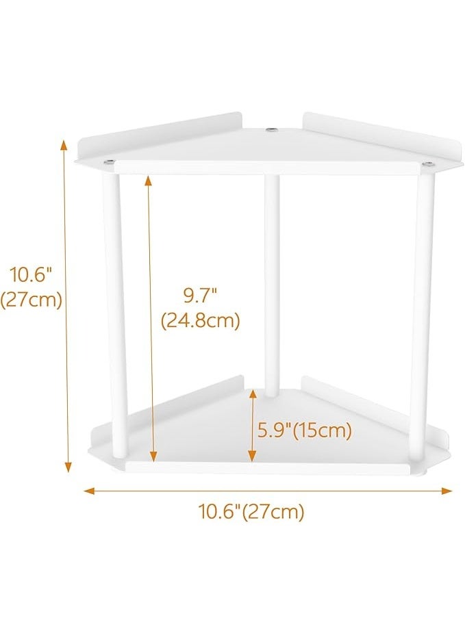 DUNISO 2 Tier Bathroom Counter Organizer, Corner Countertop Bathroom Organizer Rack，Makeup Countertop Organizers，Sturdy and Durable，for Dresser Bedroom Living Room Bathroom，White - Image 3