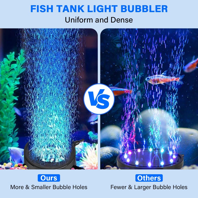 fishkeeper Aquarium Air Bubble Light, LED Fish Tank Bubbler Stone Disk with 11 Super Bright Lamp Beads, 16 Colors and 4 Modes Adjustable for Fish Tank Decoration Oxygenation - Image 5