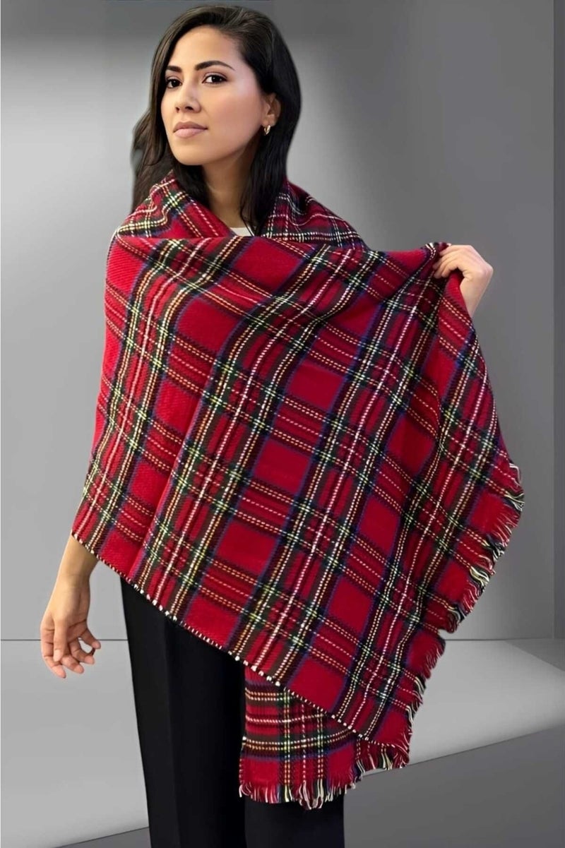 Tezzgelsin Women's Double-Sided Plaid Patterned Soft Shoulder Shawl Scarf (70CM x 180CM)  - Image 2