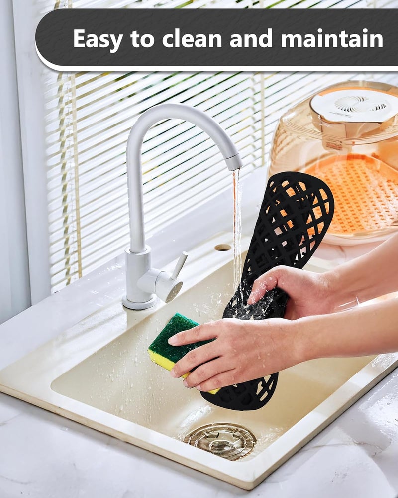 BEHOK Store 2 Pack Silicone Sink Protector for Kitchen Sink, Lozenge Pattern 12 x 11" Sink Grid Mat Silicone Protectors, Center Drain, Black - Image 2