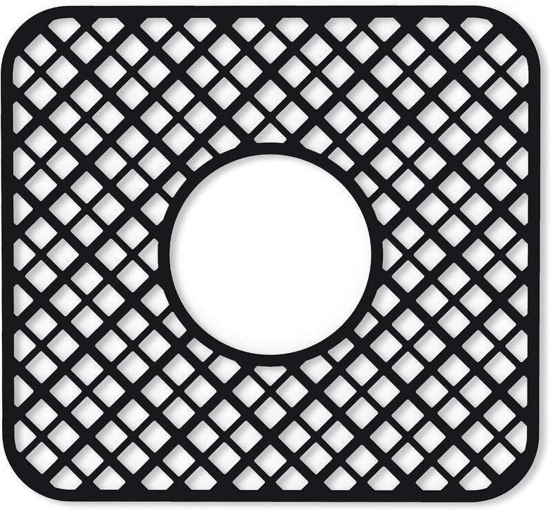 BEHOK Store 2 Pack Silicone Sink Protector for Kitchen Sink, Lozenge Pattern 12 x 11" Sink Grid Mat Silicone Protectors, Center Drain, Black - Image 1