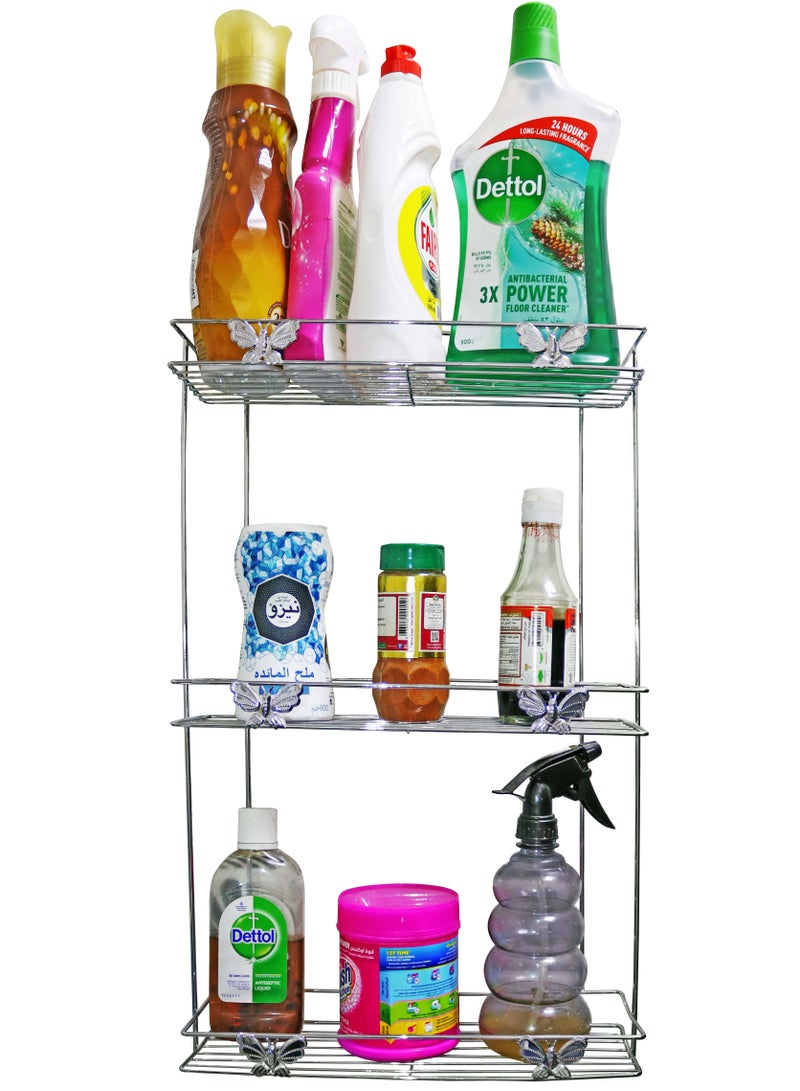 DBLEW 3 طبقات للحمام أو المطبخ 2 في 1 مثبتة على الحائط أو رف زاوية على سطح الطاولة، حامل تخزين حامل المناشف، أرفف رف المناشف فوق منظم المرحاض، أدوات زينة من الفولاذ المقاوم للصدأ، ارتفاع كل طبقة 24