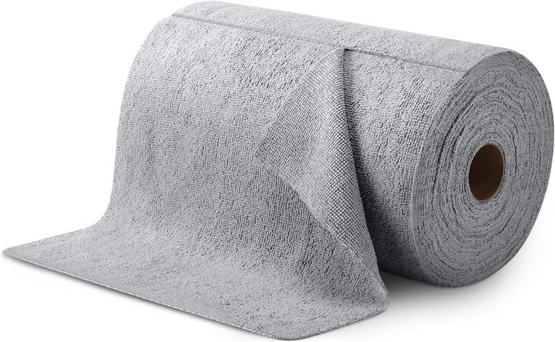 MOROVIK Microfiber Cleaning Cloth Roll 20 Pack - Reusable Paper Towels Washable Roll Tear Away for Kitchen Car 25 * 25 cm (Grey) (2 roll) - Image 1