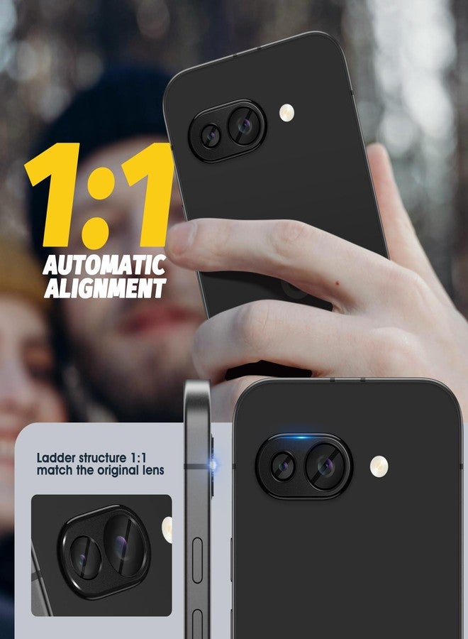 Orzero (2 Pack) Camera Lens Protector Compatible for Google Pixel 9a, Potector de Cámera Premium Metal and Glass Precise Camera Cutouts High Definition Anti-Scratch - Black - Image 3