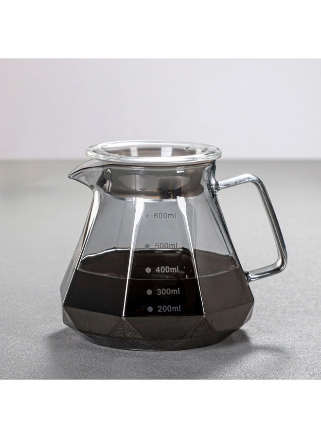 V60 Coffee Pot, Gray, 600ml, Pour Over Coffee Maker,  Borosilicate Glass Carafe with 100 pcs V60 Paper Filter, Glass Lid, Drip Coffee Maker for Home, Coffee, Restaurant Camping - Image 4