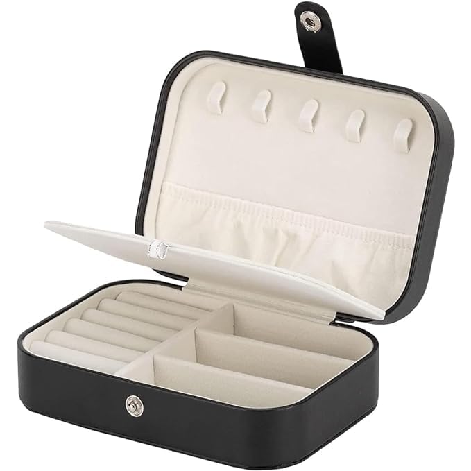 Estele Jewellery Organiser/Box Lightweight Leather Portable Big Size Jewellery Storage Box Case with Dividers Container for Ring, Earrings, Necklace Jewelry Organizer for Women Travels & Parties - Image 1