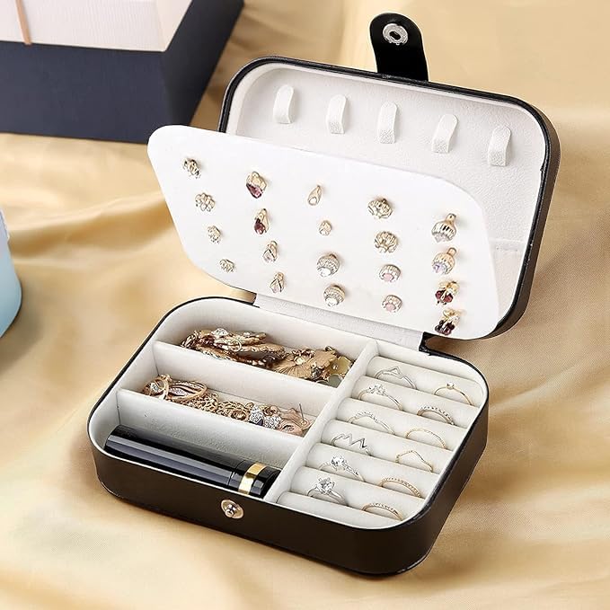 Estele Jewellery Organiser/Box Lightweight Leather Portable Big Size Jewellery Storage Box Case with Dividers Container for Ring, Earrings, Necklace Jewelry Organizer for Women Travels & Parties - Image 3