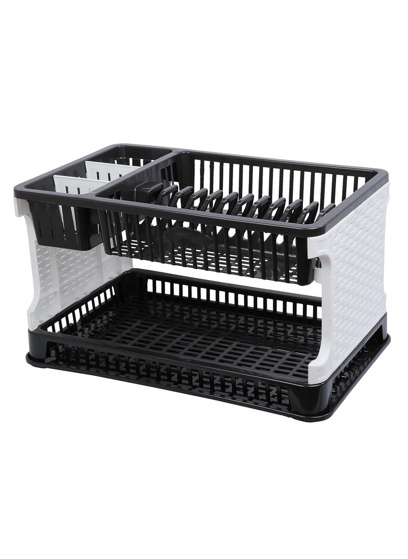 ESQUIRE - Esquire Titan Kitchen/Dish Rack-Black/White Colour Plastic Rack- 29D x 47W x 27H Centimeters - Image 1