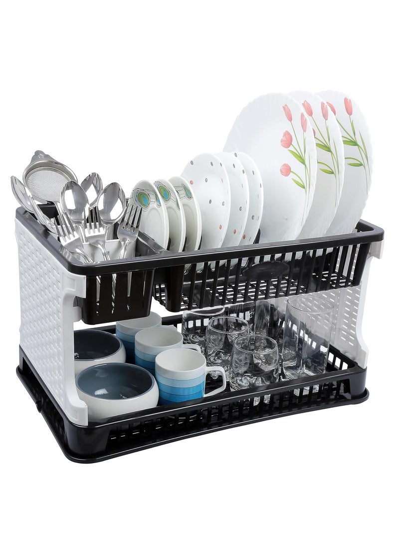 ESQUIRE - Esquire Titan Kitchen/Dish Rack-Black/White Colour Plastic Rack- 29D x 47W x 27H Centimeters - Image 1