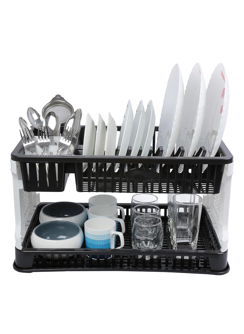 ESQUIRE - Esquire Titan Kitchen/Dish Rack-Black/White Colour Plastic Rack- 29D x 47W x 27H Centimeters - Image 1