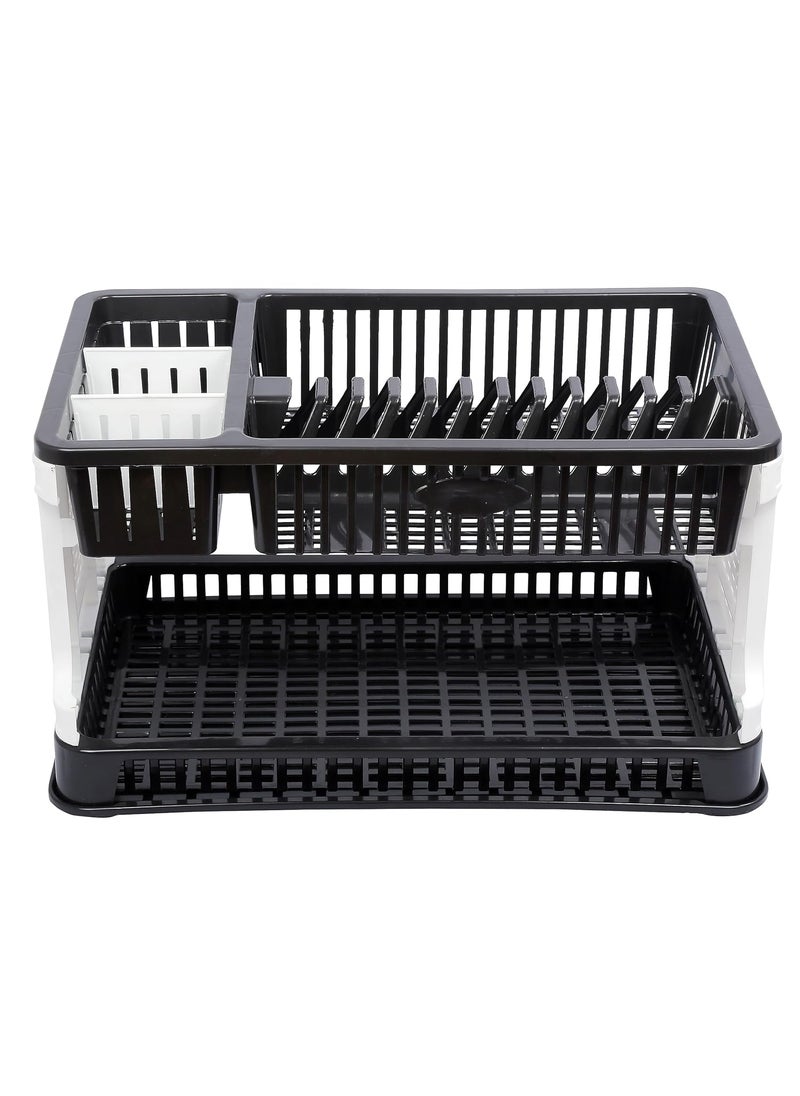 ESQUIRE - Esquire Titan Kitchen/Dish Rack-Black/White Colour Plastic Rack- 29D x 47W x 27H Centimeters - Image 1