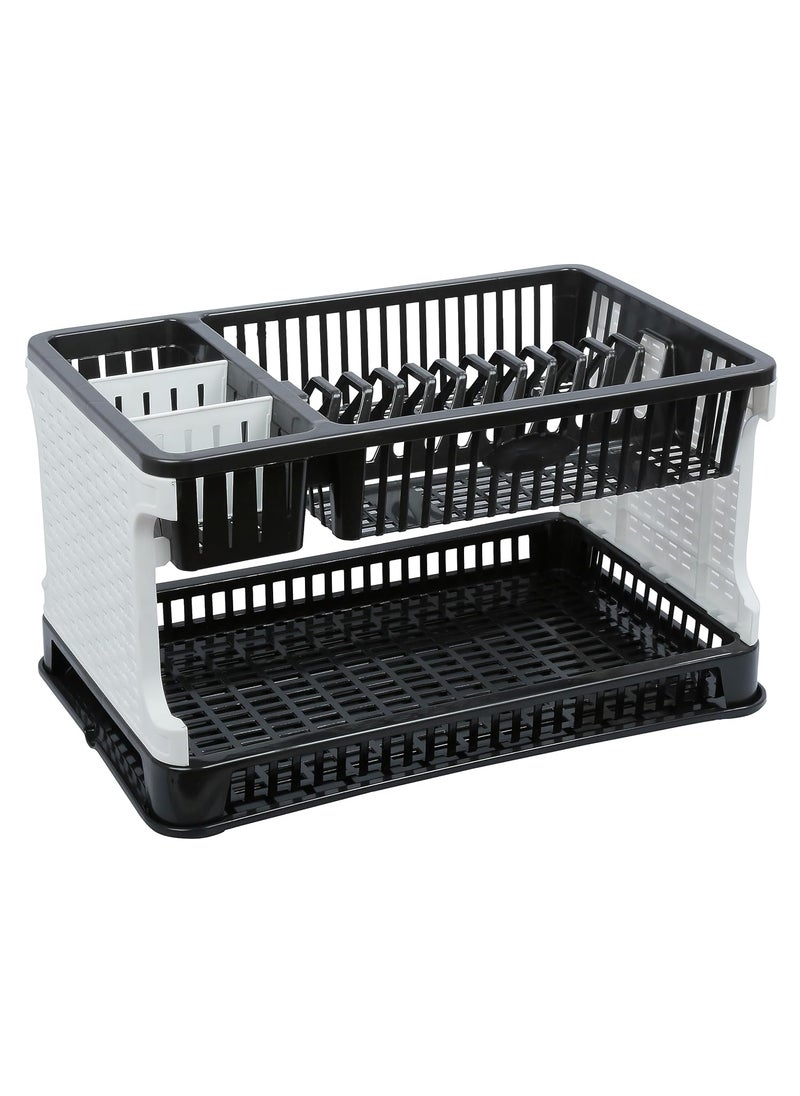 ESQUIRE - Esquire Titan Kitchen/Dish Rack-Black/White Colour Plastic Rack- 29D x 47W x 27H Centimeters - Image 1