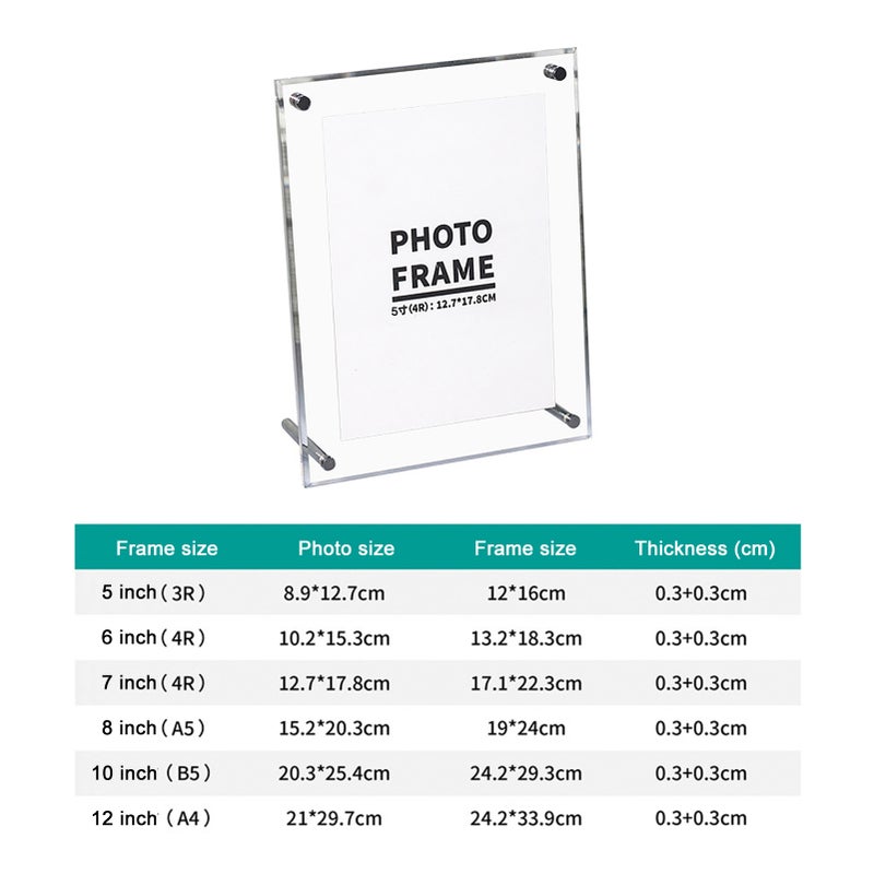 Transparent Photo Frame Acrylic Picture Frame to Display Certificates and Photos with Metal Rack12 X 16 cm / 4.7 X 6.2 in - Image 2