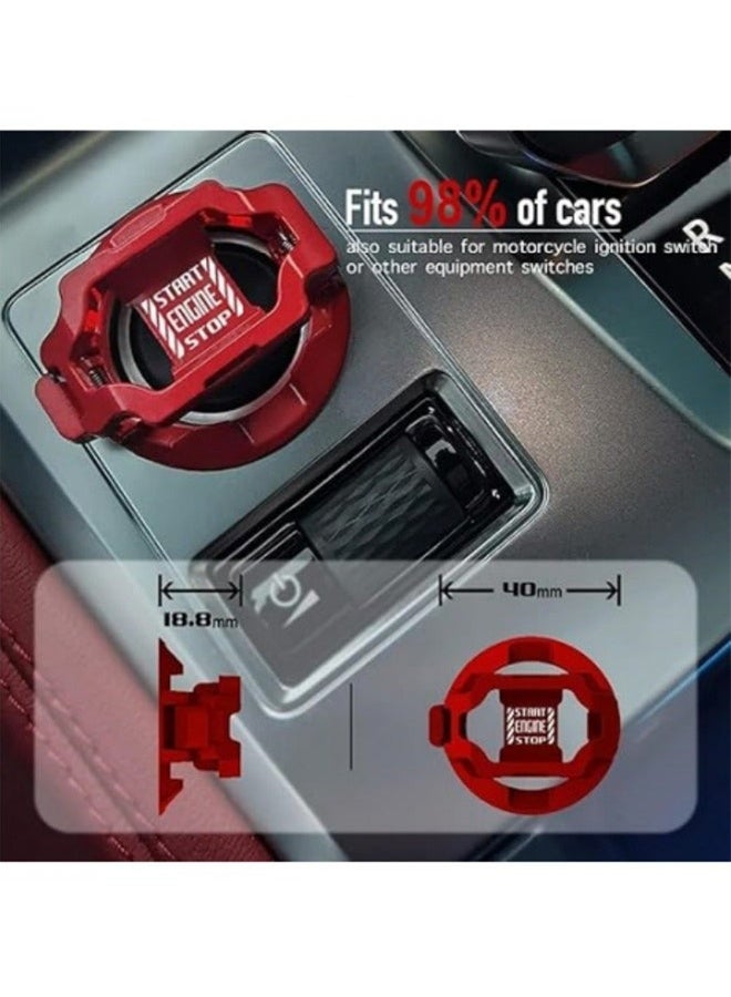Push Start on Cover Car Engine Start Stop on Cover Protector Motorcycle Key Ignition Switch Cover Cool Car Accessories Interior Decor Red - Image 2