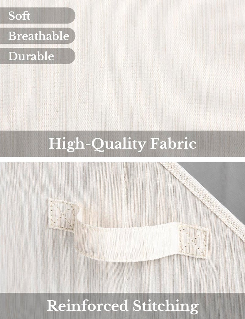 StorageWorks Closet Storage Bins, Trapezoid Organizer Box for Shelves, Fabric Clothes Bin, Foldable Organizing Baskets with Handles, Small, 3-Pack, Mixing of Beige, White & Ivory - Image 4