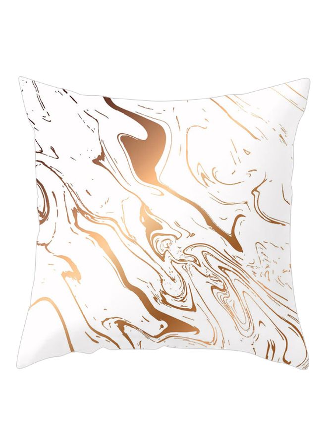NIBEMINENT Marble Printed Cushion Cover White/Gold 45x45cm