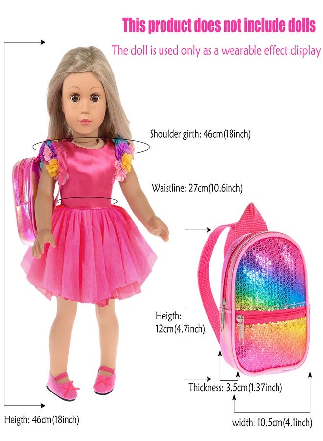 ebuddy 18 inch Doll Clothes and Accessories-Travel Suitcase Playset for 18 inch Dolls Flower Princess Dress with Backpack Luggage Include Shoes, Glasses and Ticket (No Doll) - Image 3