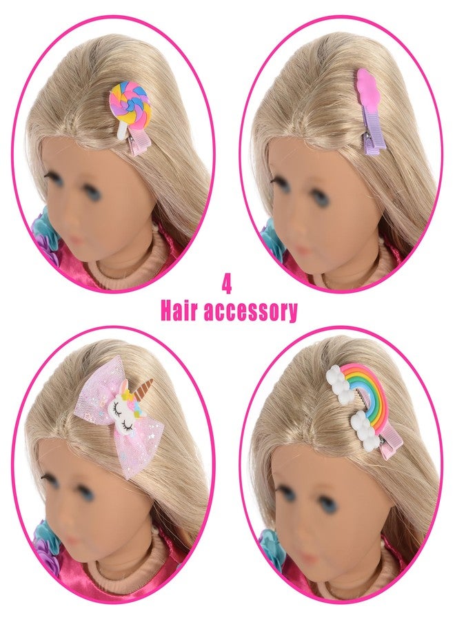 ebuddy 18 inch Doll Clothes and Accessories-Travel Suitcase Playset for 18 inch Dolls Flower Princess Dress with Backpack Luggage Include Shoes, Glasses and Ticket (No Doll) - Image 4