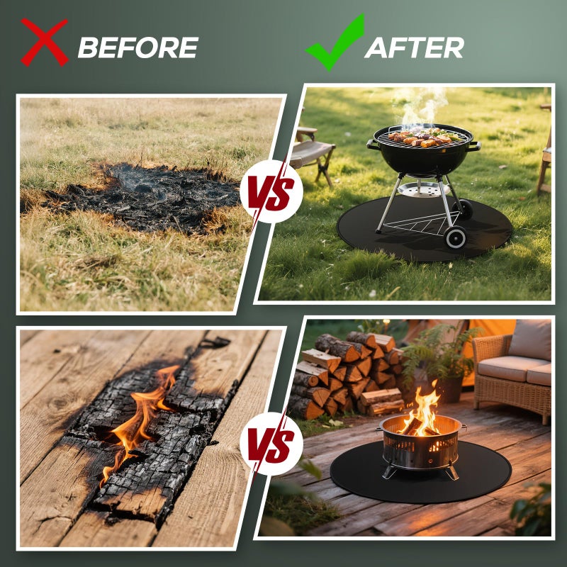 FIREWESS Fire Pit Mat For Solo Stove Bonfire  Round Under Grill Blanket For Outdoor Grill  Fireproof Mat  Oil Proof Waterproof Under Floor Bbq Accessories Protector For Solo Stove Accessories (36Inch) - Image 5