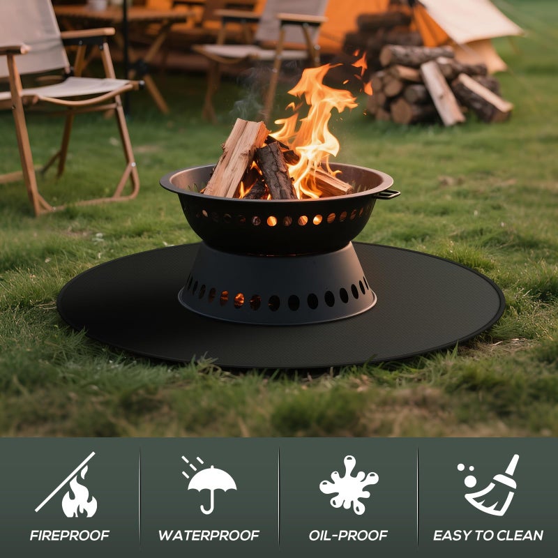 FIREWESS Fire Pit Mat For Solo Stove Bonfire  Round Under Grill Blanket For Outdoor Grill  Fireproof Mat  Oil Proof Waterproof Under Floor Bbq Accessories Protector For Solo Stove Accessories (36Inch) - Image 2