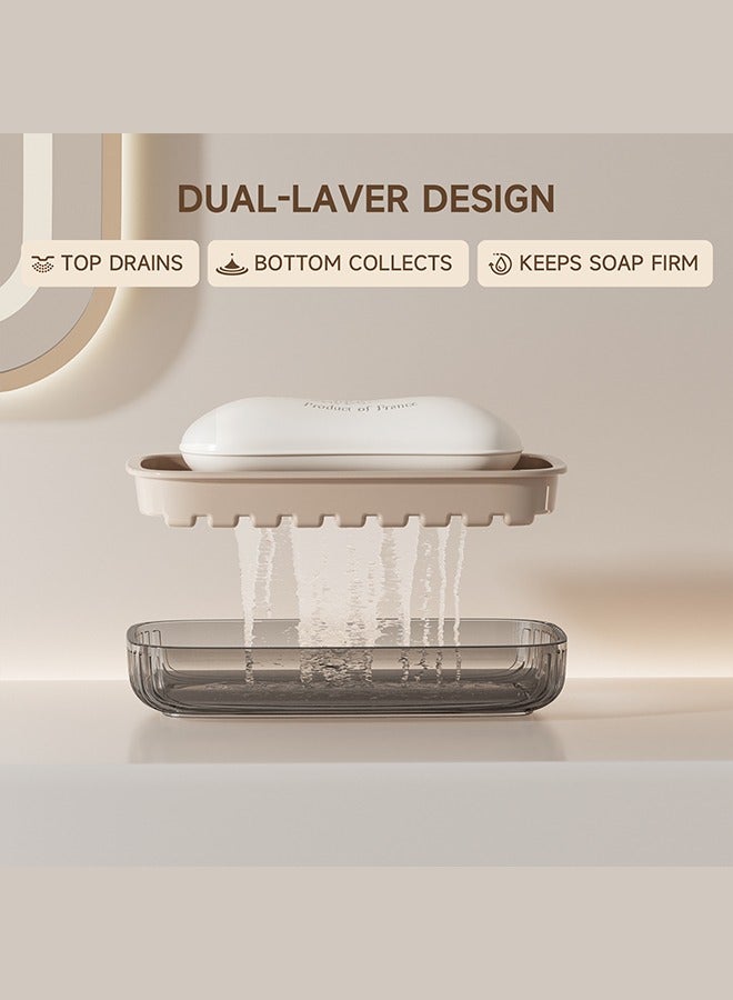 bdo Large Soap Dish Holder, Self Draining Bar Soap Holder, Plastic Soap Bar Container, Soap Saver for Shower, Bathroom, Kitchen - Without Cover - Image 3