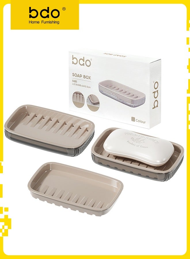 bdo Large Soap Dish Holder, Self Draining Bar Soap Holder, Plastic Soap Bar Container, Soap Saver for Shower, Bathroom, Kitchen - Without Cover - Image 1