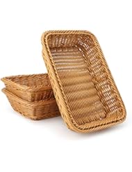 Eusoar 3pcs Poly-Wicker Bread Basket,  11.8"x 7.9"x 2.4" Tabletop Food Serving Baskets Trays, Bread Proofing Basket, - Image 1