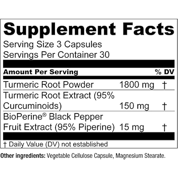 Essential Elements Turmeric Curcumin - Joint, Heart & Brain Support - with BioPerine for Optimal Absorption 1950 mg - 90 Count - 30 Servings - Image 5