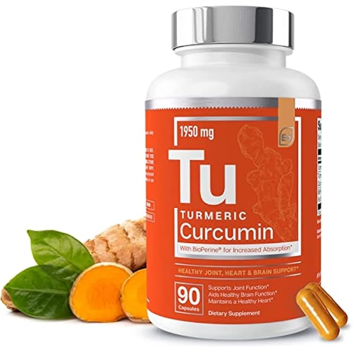 Essential Elements Turmeric Curcumin - Joint, Heart & Brain Support - with BioPerine for Optimal Absorption 1950 mg - 90 Count - 30 Servings - Image 1