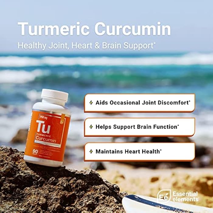 Essential Elements Turmeric Curcumin - Joint, Heart & Brain Support - with BioPerine for Optimal Absorption 1950 mg - 90 Count - 30 Servings - Image 3