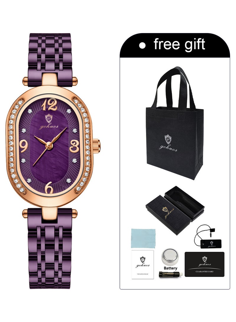 GOHUOS Women's Watch, Stainless Steel Quartz Waterproof Luxury Analog Wrist Watch -34mm - Image 3