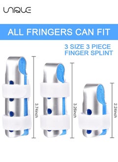 Unique Finger Splint, 3PCS Finger Support Brace Finger Stabilizer for Broken Fingers Straightening Arthritis Knuckle Immobilization,Blue(3 Size)  - Image 2