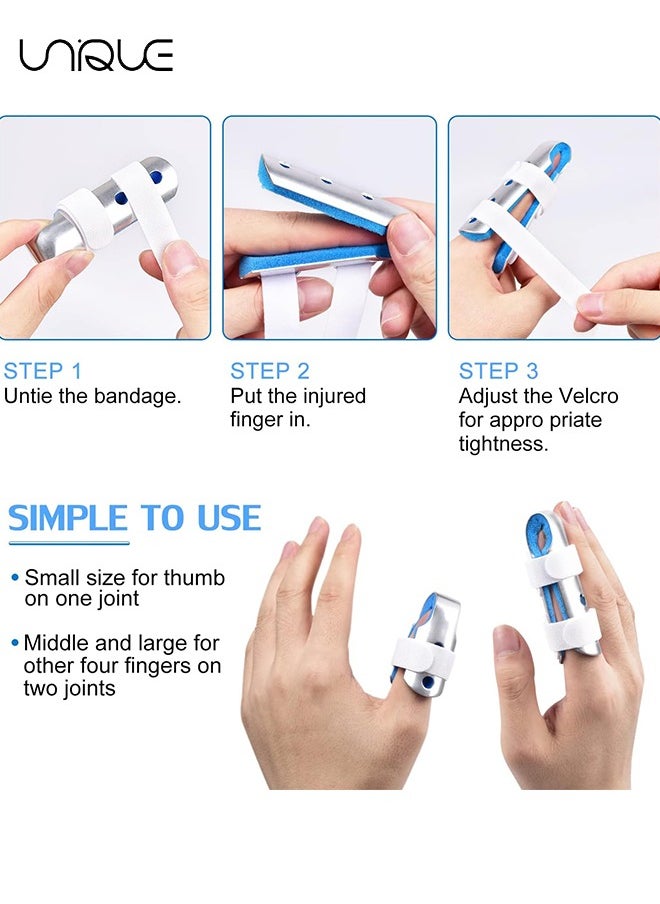 Unique - Finger Splint, 3PCS Finger Support Brace Finger Stabilizer for Broken Fingers Straightening Arthritis Knuckle Immobilization,Blue(3 Size) - Image 1
