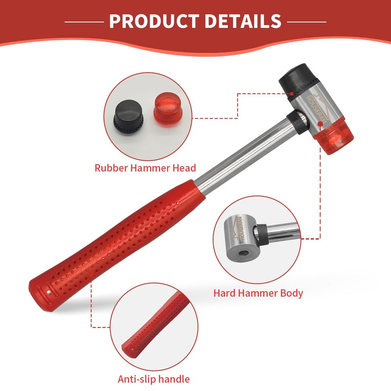HOUSERAN Rubber Mallet, Small Rubber Mallet, Small Hammer, Nylon Hammer, Rubber Mallet Hammer for Vinyl Flooring, Tile, Crafts, Jewelry Making - Image 3