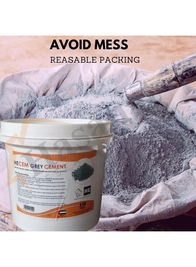 HASANAT ESSENTIALS دلو أساسيات 3 كجم مع مسحوق الأسمنت الرمادي والمجرفة - Image 3