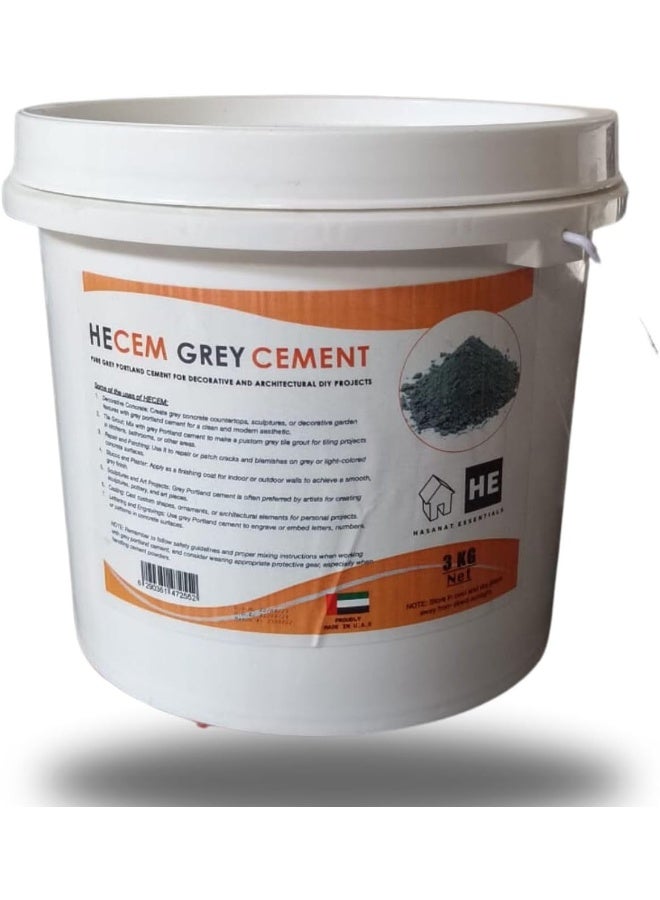 HASANAT ESSENTIALS دلو أساسيات 3 كجم مع مسحوق الأسمنت الرمادي والمجرفة - Image 2