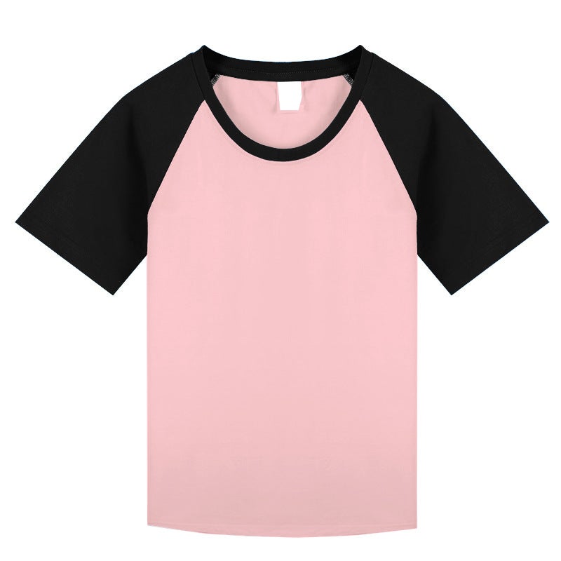 Summer Men'S And Women'S Same Style Short-Sleeved Hong Kong Style T-Shirt Trendy Brand Fashionable Loose All-Match New Style Round Neck Color Matching Base Shirt Trendy - Image 1