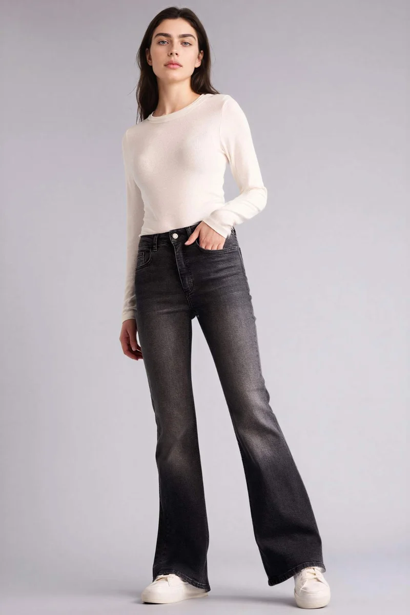 DeFacto Mia Flare Fit High Waist Long Jeans
